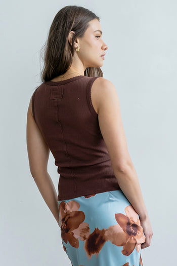 Apollo Knit Tank Top in Brown