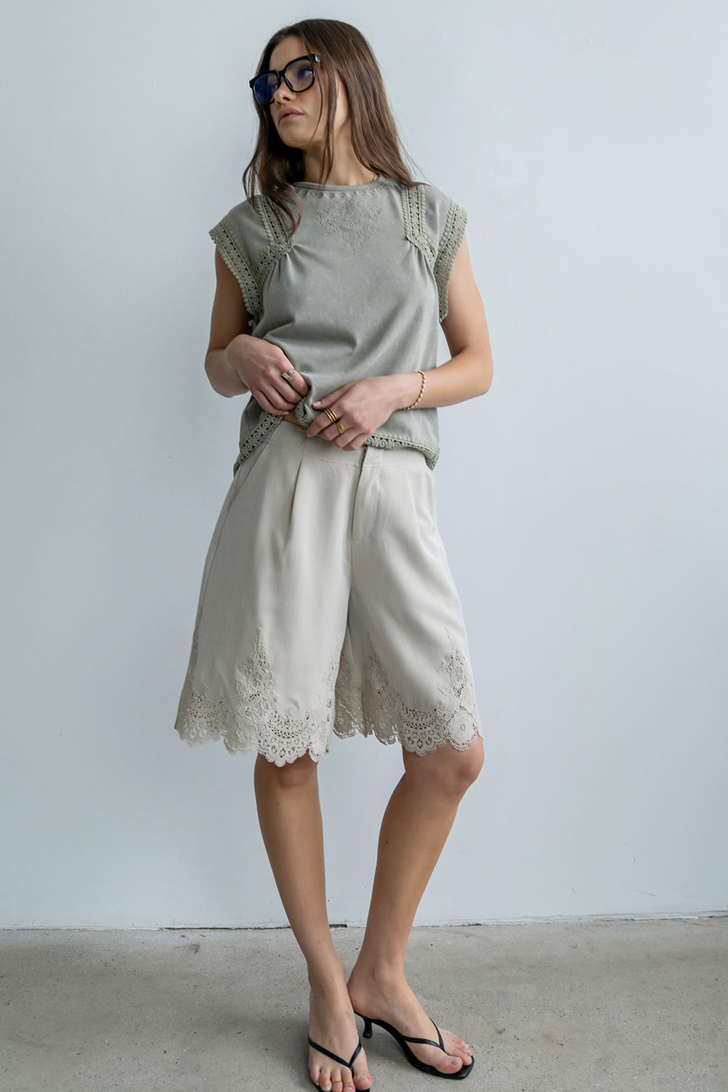 Maisey Embroidered Top in Green