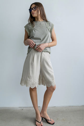Maisey Embroidered Top in Green