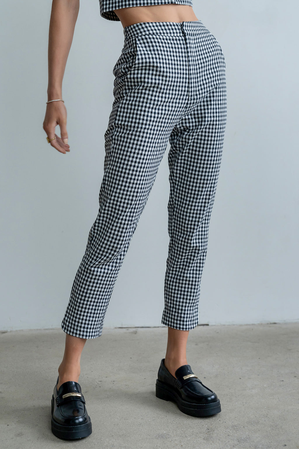 Madie Gingham Pants in Black