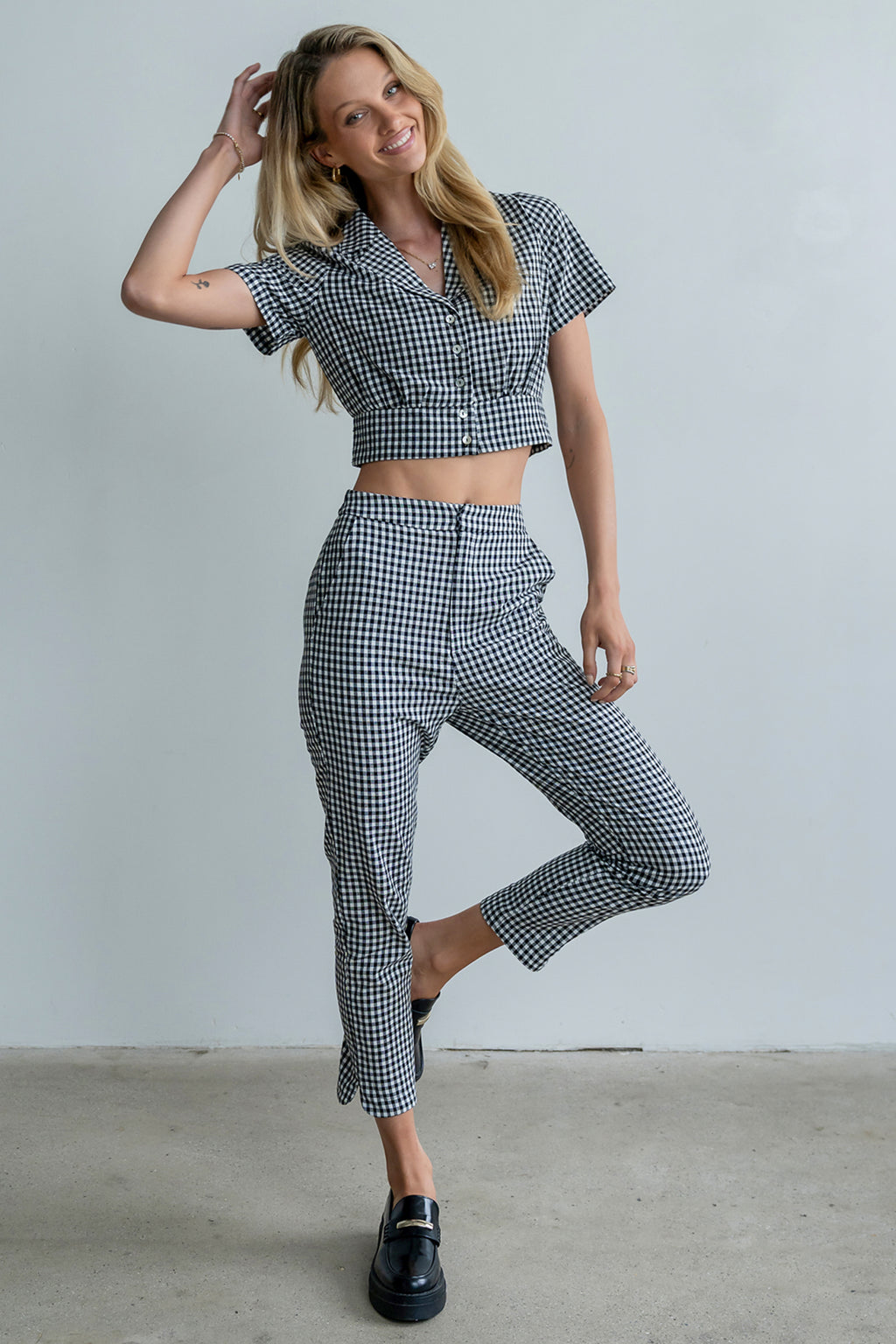 Madie Gingham Pants in Black