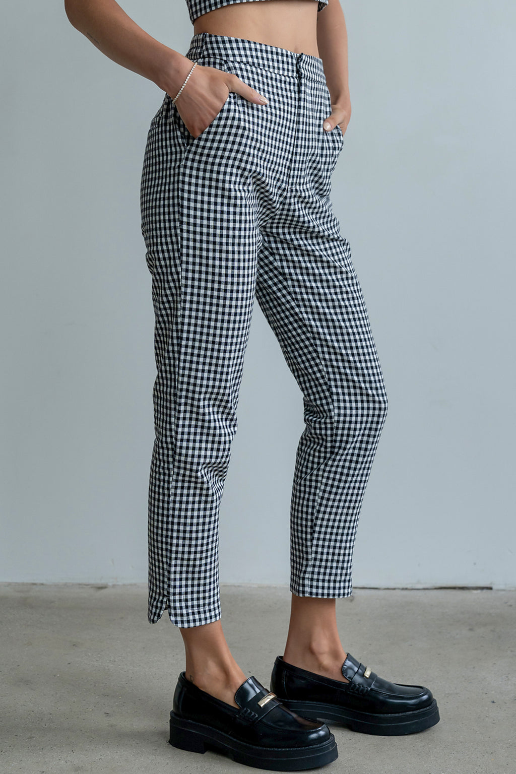 Madie Gingham Pants in Black