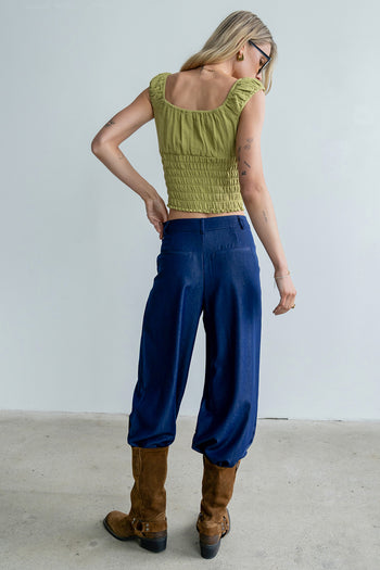 Morgan Smocked Top in Green