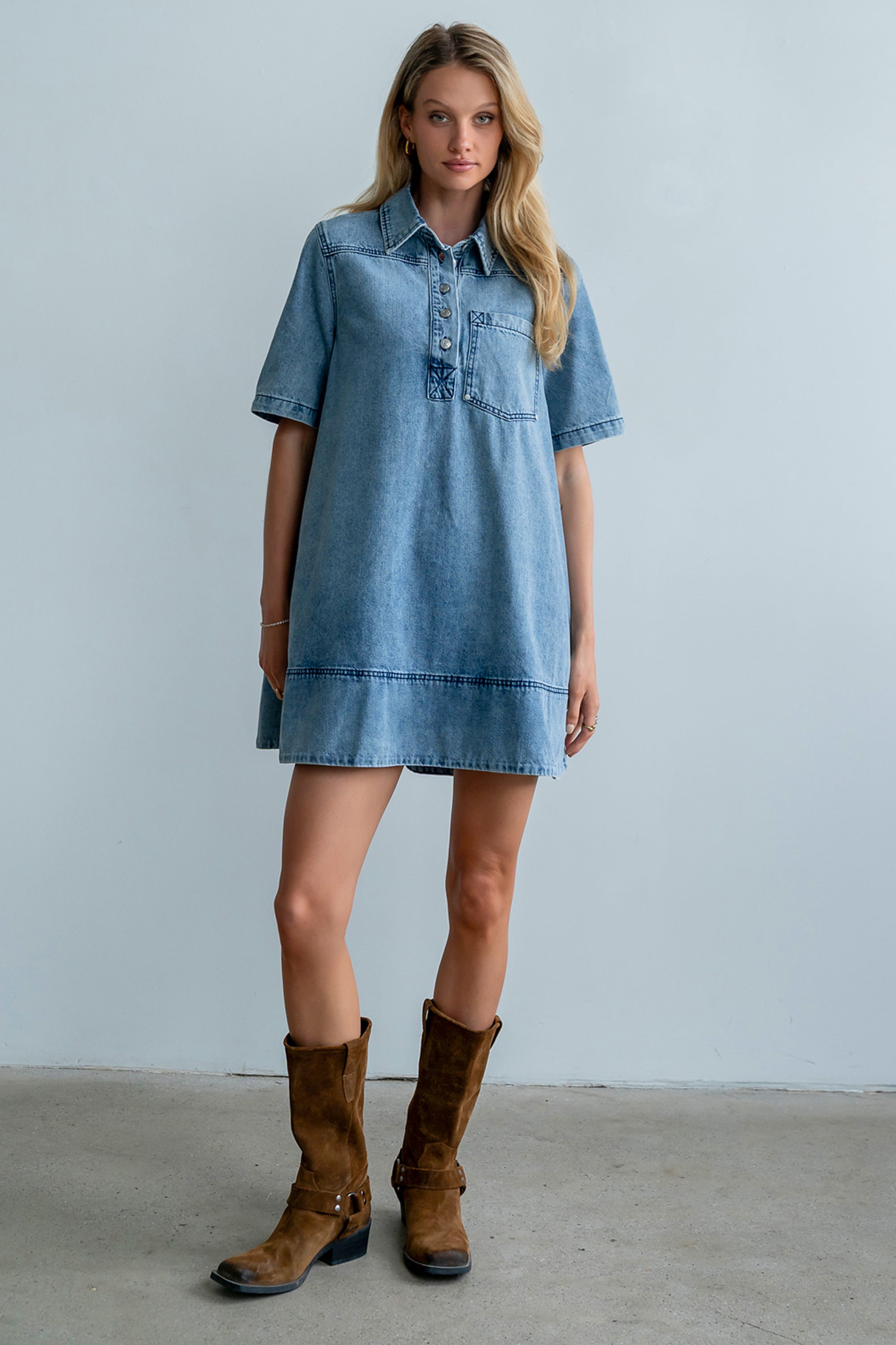 Julia Denim Midi Dress S / Medium Wash