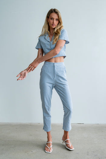 Madie Gingham Pants in Blue