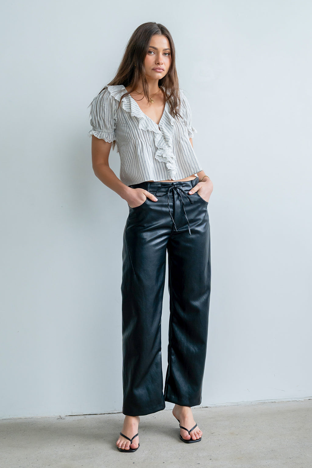 Priya Vegan Leather Wide Leg Pants - FINAL SALE