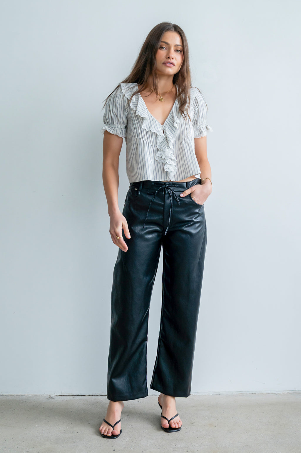 Priya Vegan Leather Wide Leg Pants - FINAL SALE