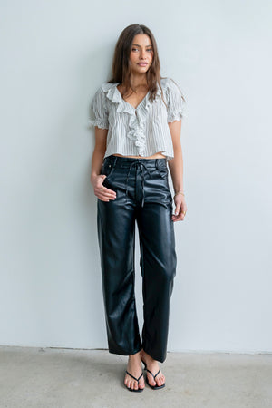 Priya Vegan Leather Wide Leg Pants - FINAL SALE