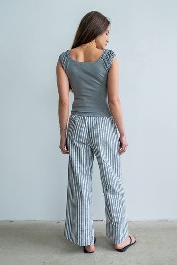 Ace Ribbed Top in Heather Grey