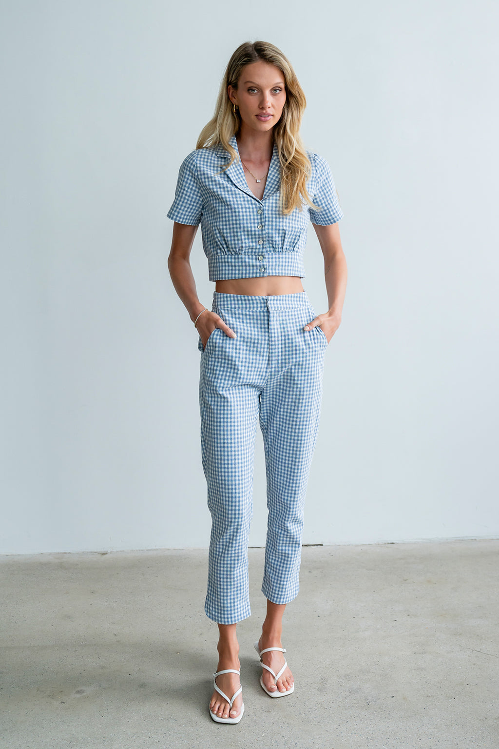 Madie Gingham Pants in Blue