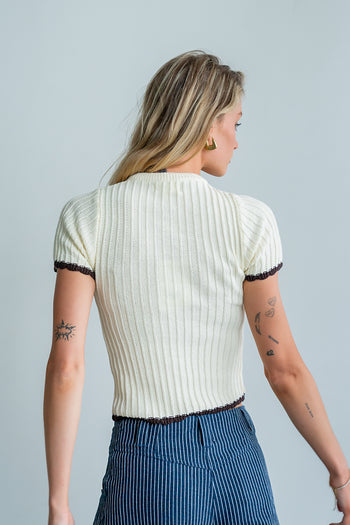 Kinley Contrast Sweater in Ivory