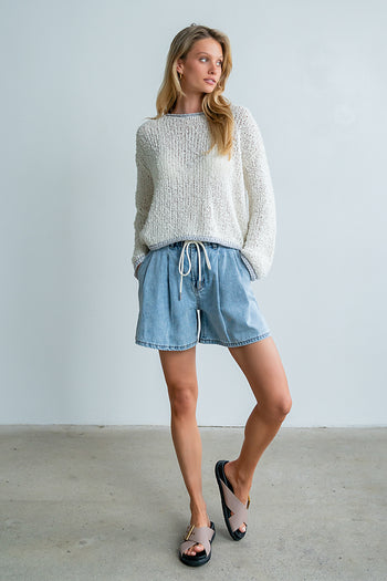 Ariel Contrast Sweater in Ivory