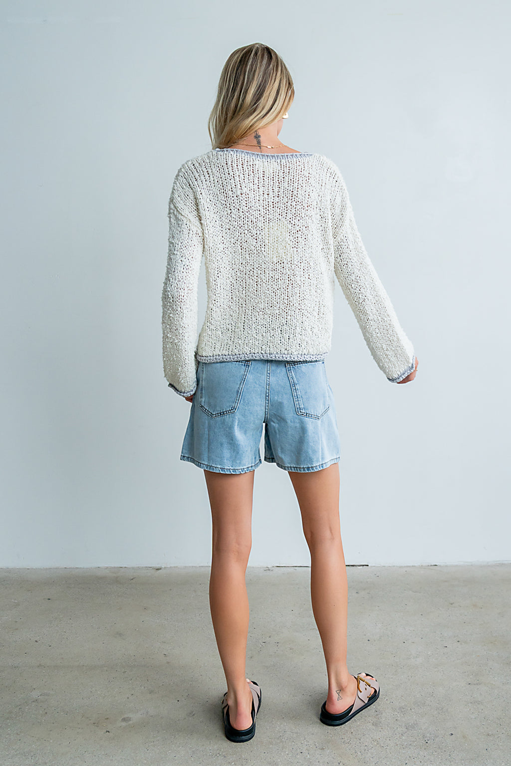 Ariel Contrast Sweater in Ivory