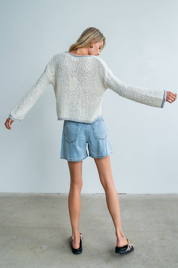 Ariel Contrast Sweater in Ivory