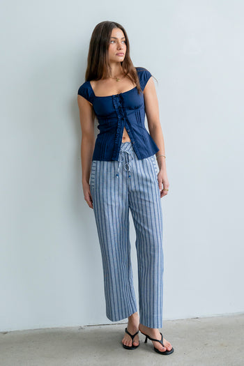 Paloma Pleated Blouse in Navy