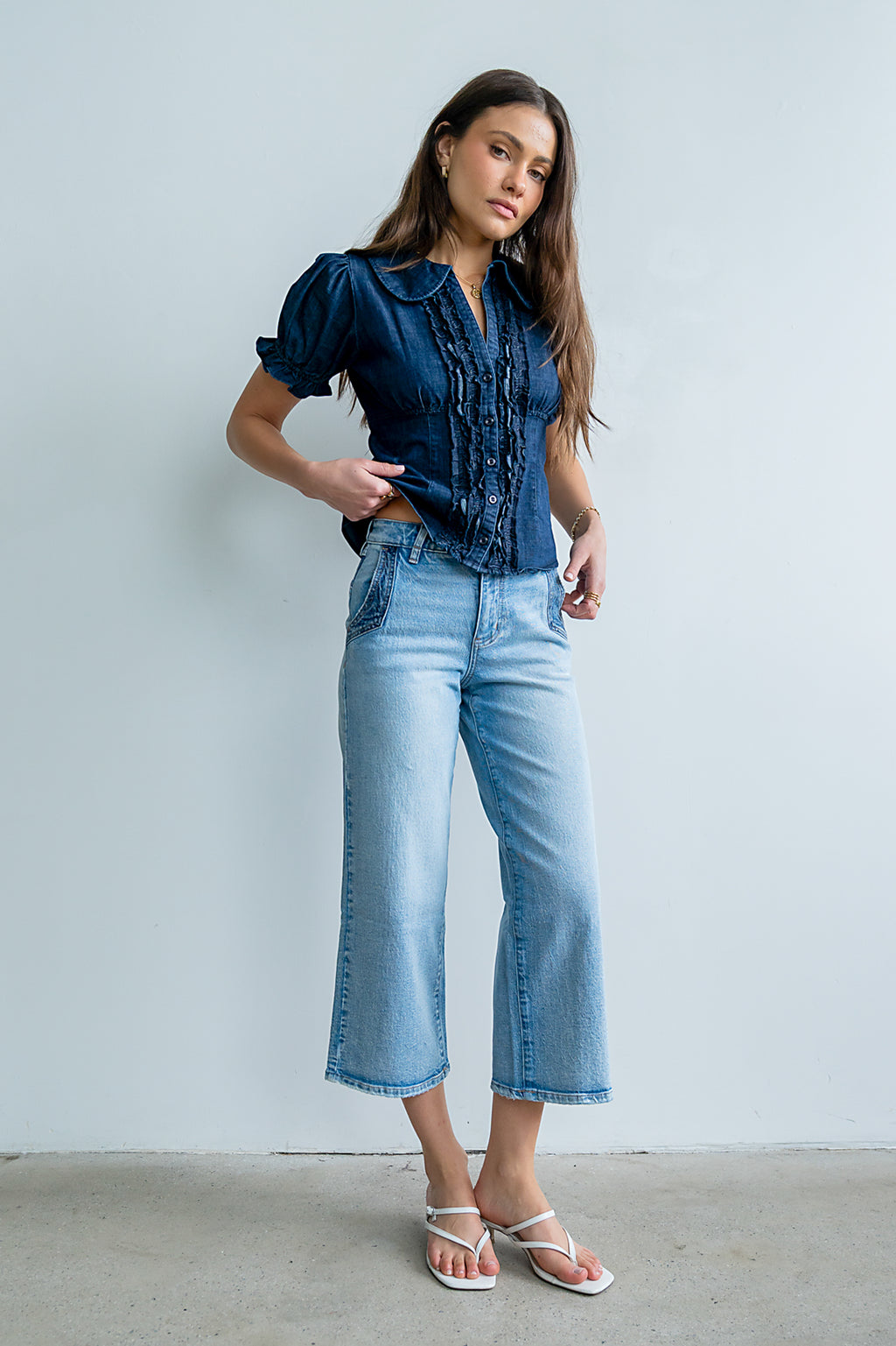 Corina Cropped Wide Leg Jeans