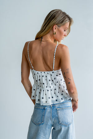 Freida Polka Dot Top in Ivory
