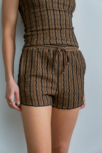Willow Textured Shorts in Brown
