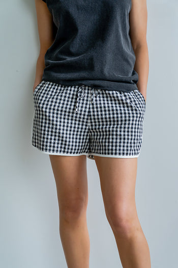 Maia Gingham Shorts in Black