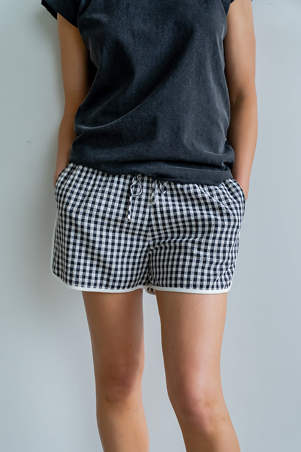 Maia Gingham Shorts in Black