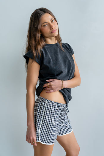 Maia Gingham Shorts in Black