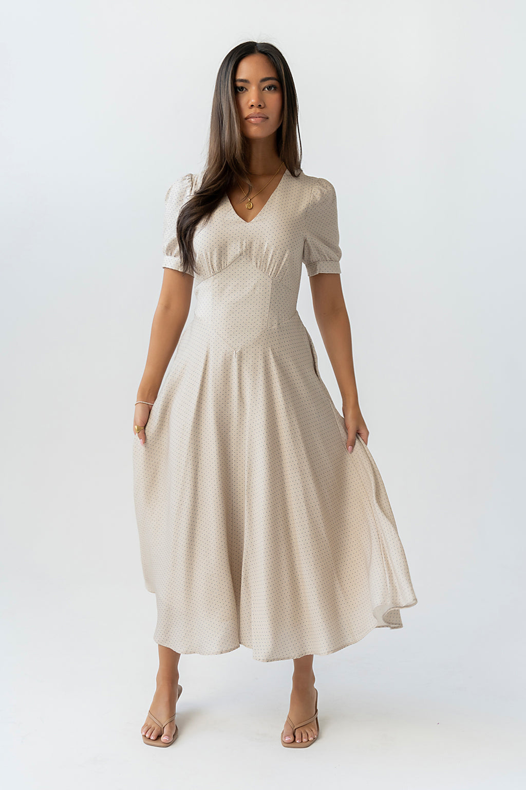 blouse midi dress DRESS + TOP SET Checkered Ruched Front Blouse and Spaghetti Strap Midi Dress Set Wear