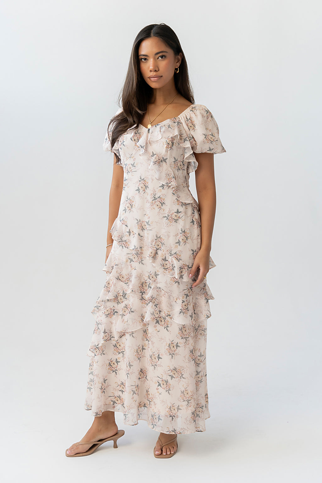 Oakley Ruffle Floral Maxi Dress Oakley Ruffle Floral Maxi Dress