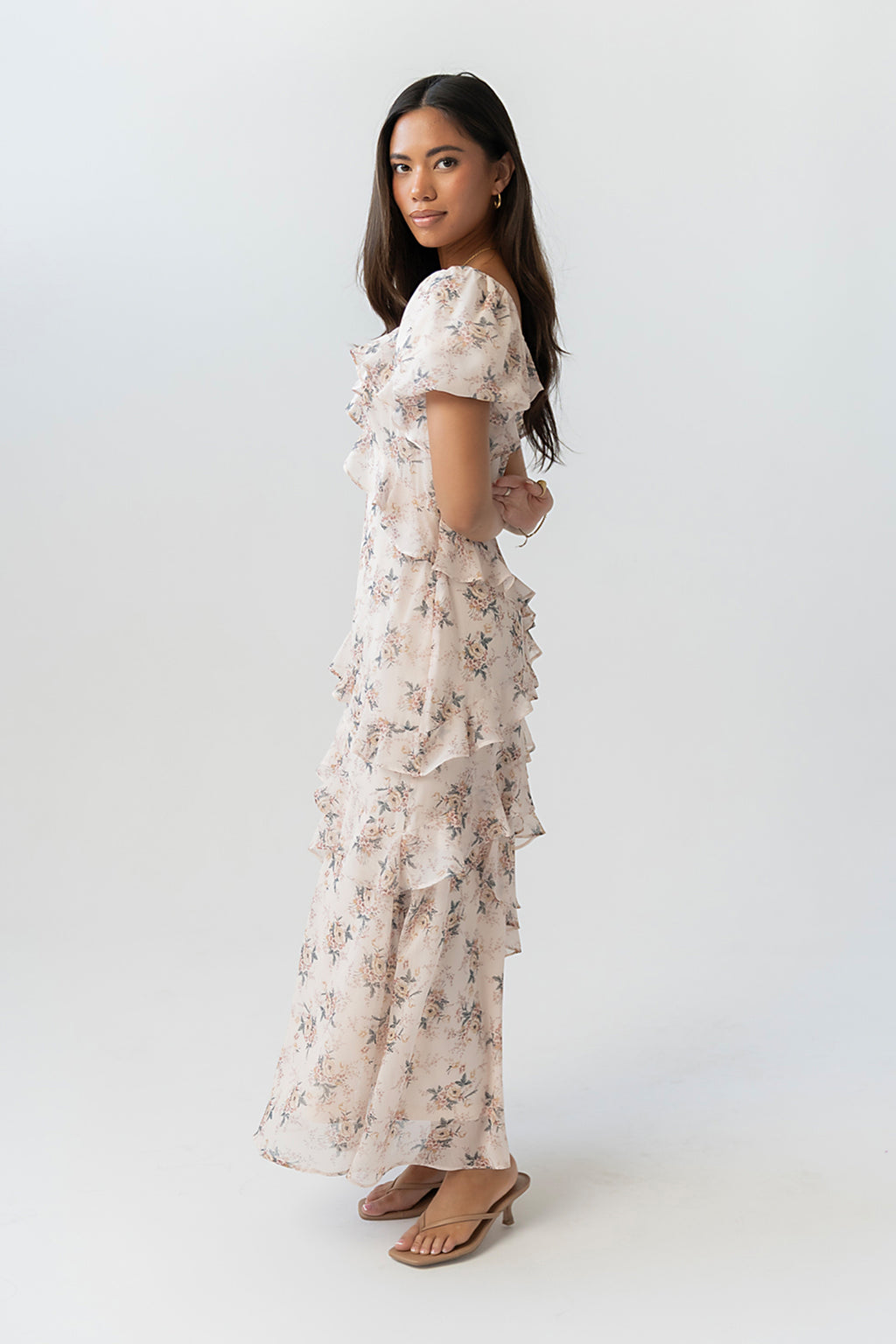 Oakley Ruffle Floral Maxi Dress