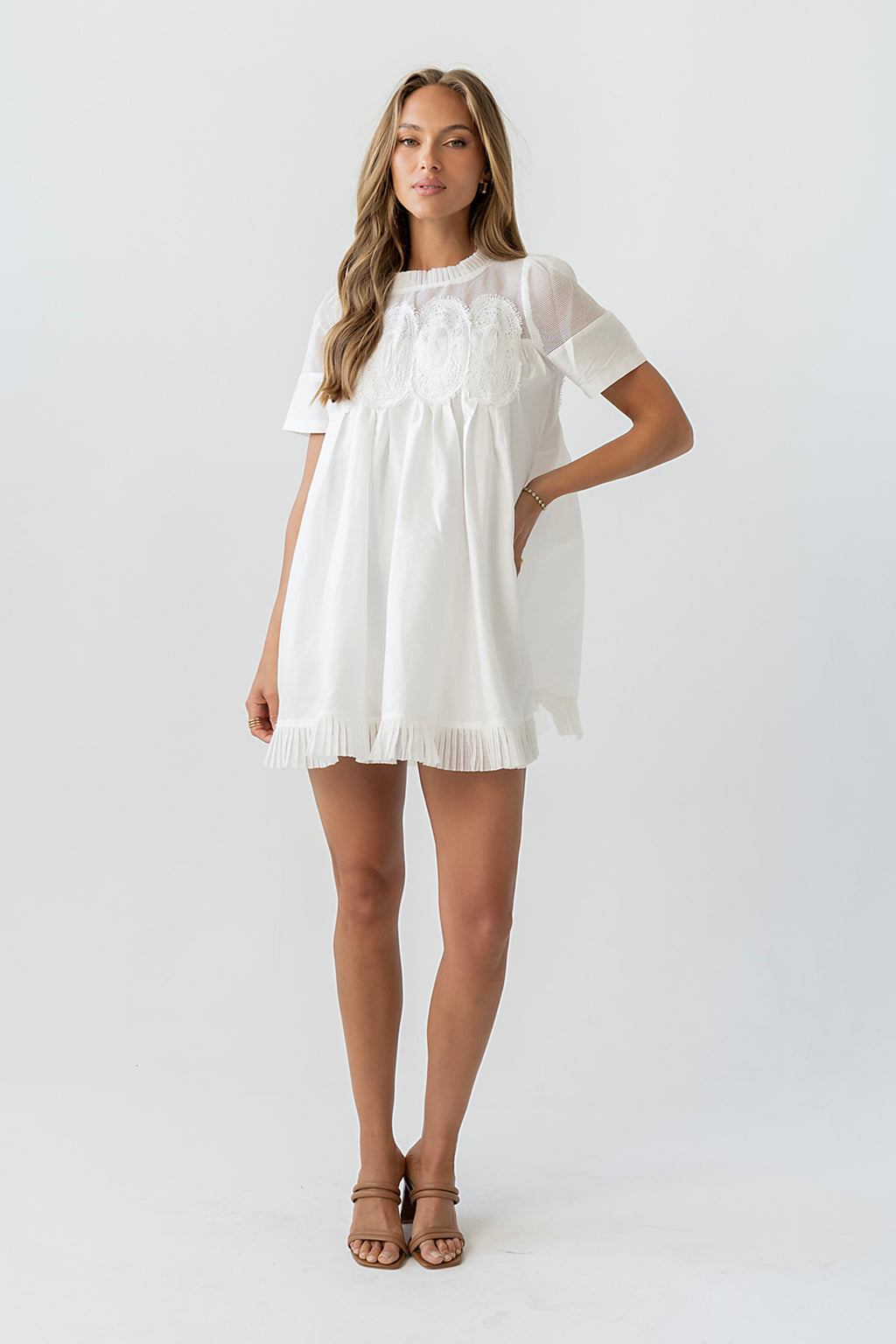 Russel Mesh Mini Dress in Off White Russel Mesh Mini Dress in Off White