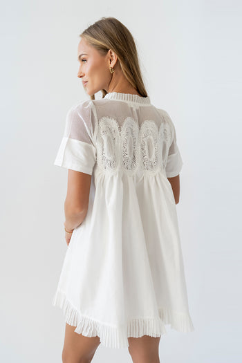 Russel Mesh Mini Dress in Off White