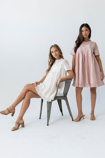 Russel Mesh Mini Dress in Off White