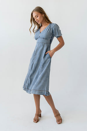 white christmas dresses Mylie Denim Maxi Dress main image 0