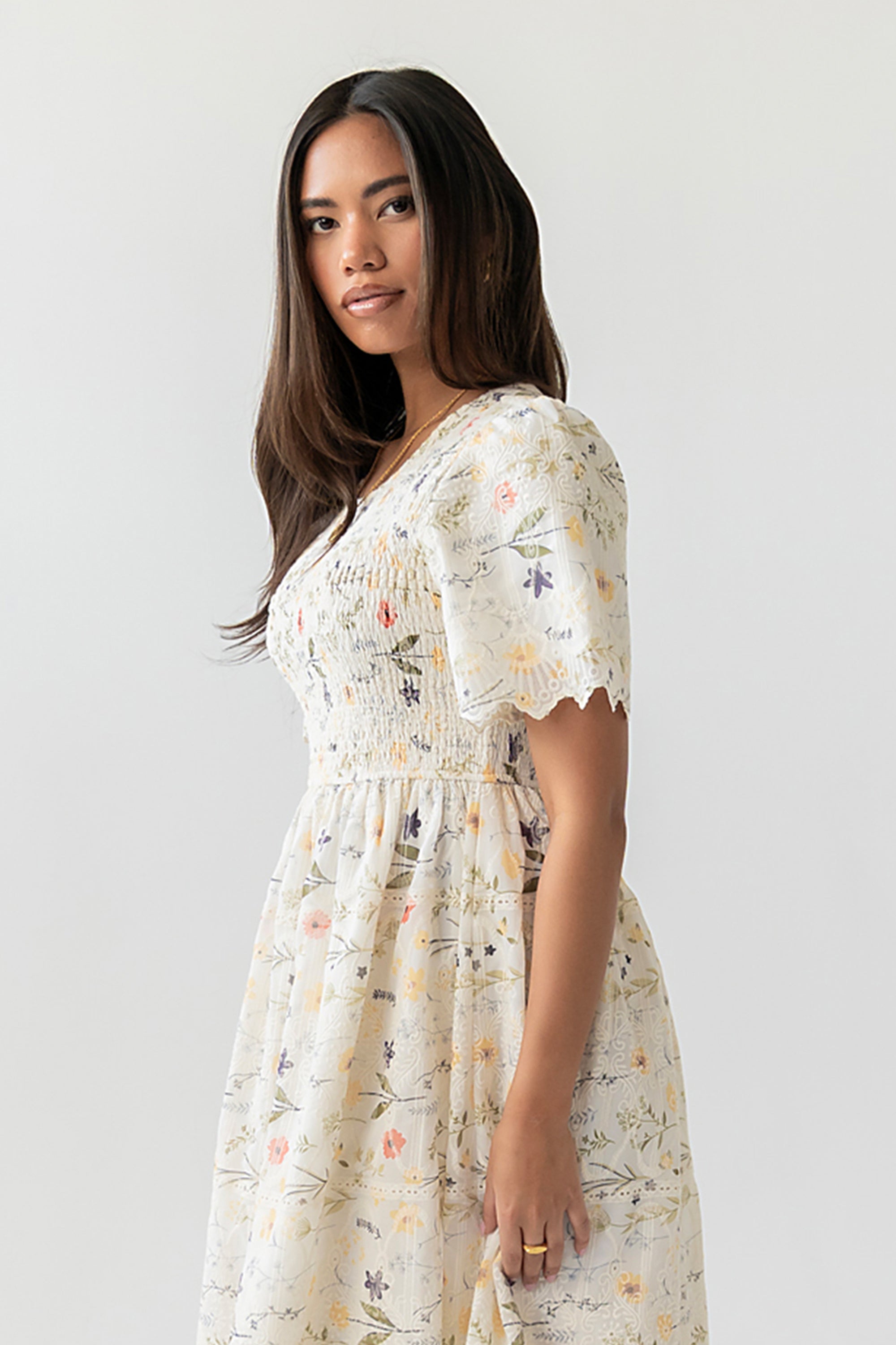 Aurelia Smocked Floral Midi Dress Aurelia Smocked Floral Midi Dress