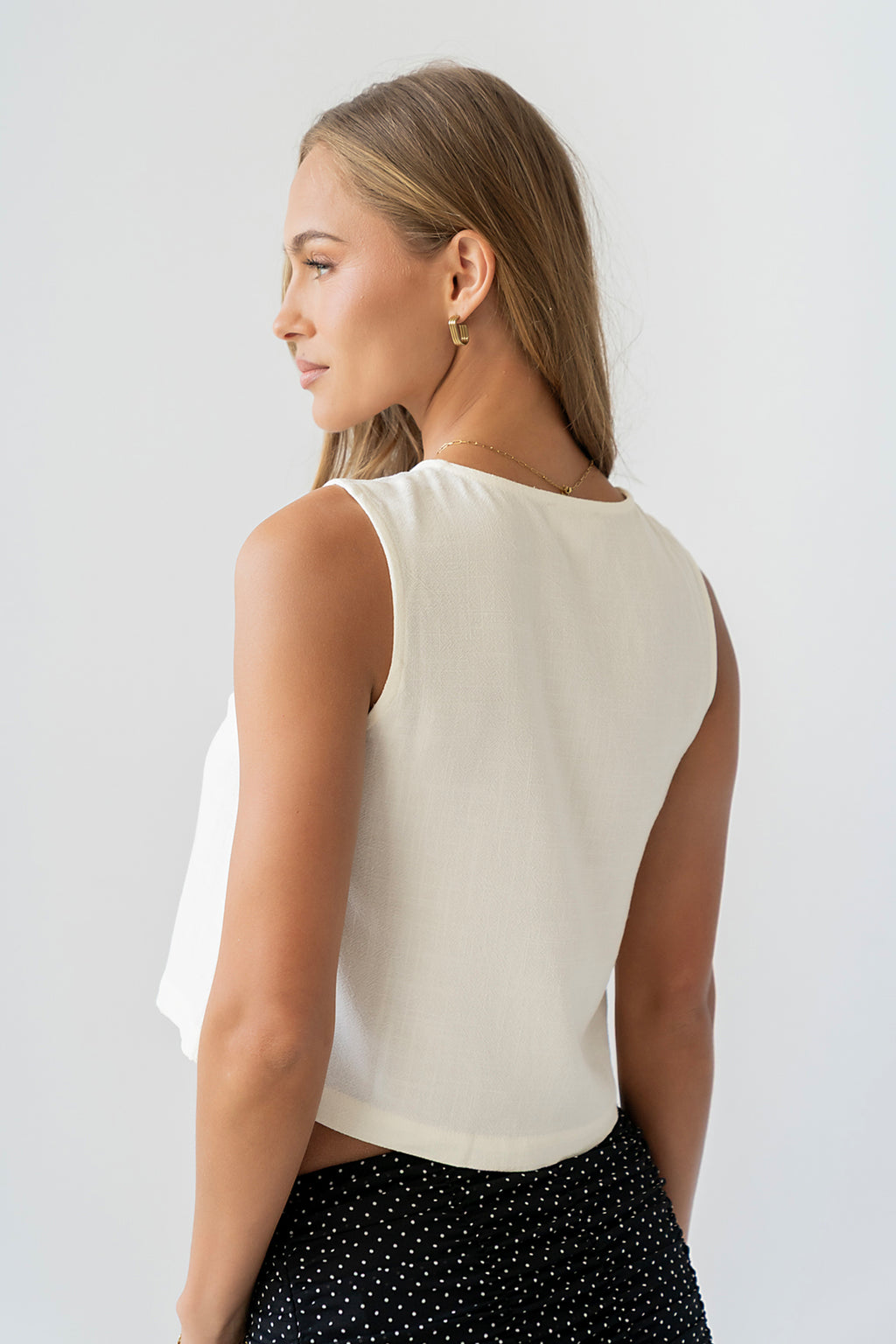 Ray Cropped Button Down Tank