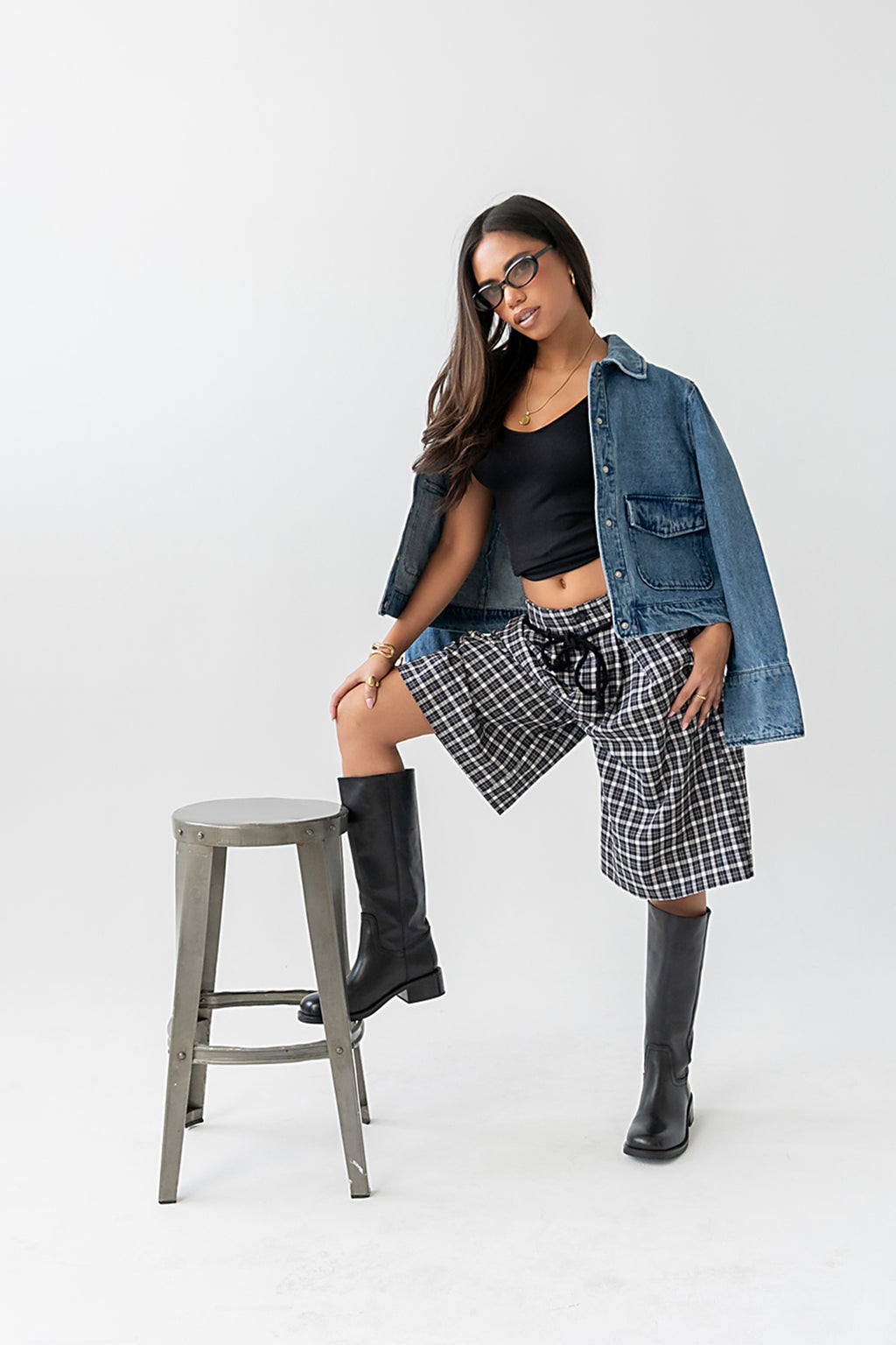 Wrenna Plaid Bermuda Shorts