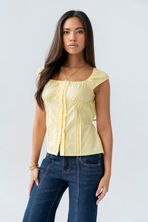 Paloma Pleated Blouse in Yellow