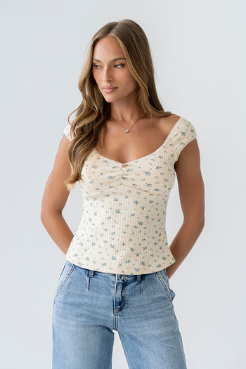 Winston Floral Tank in Off White