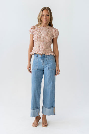 Ruth Smocked Top in Pink