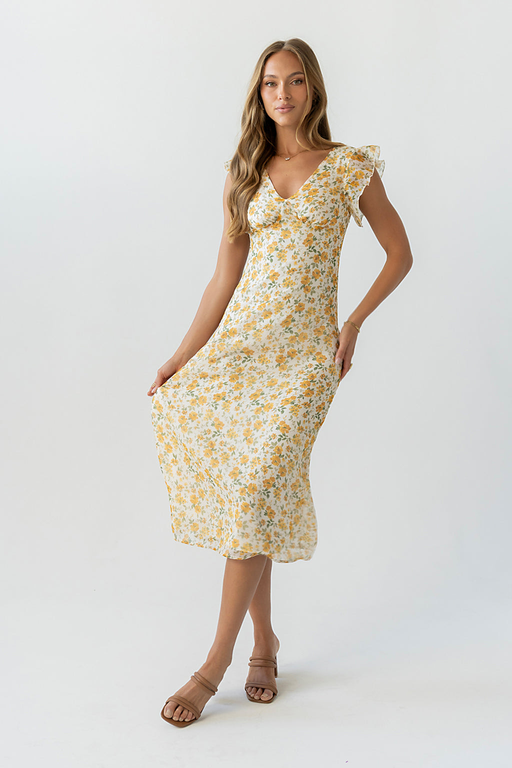 avery midi dress Avery Striped Smocked Midi Dress S