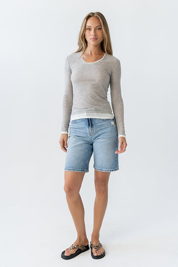 Brinley Layered Top in Heather Grey