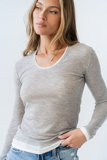 Brinley Layered Top in Heather Grey