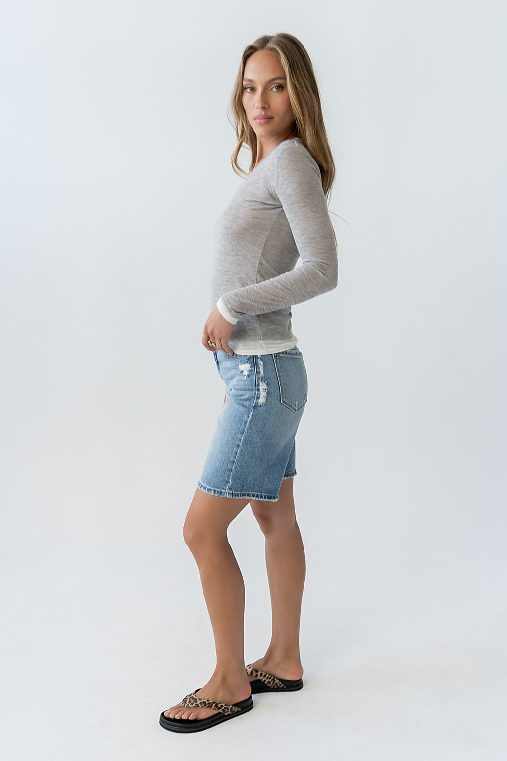 Brinley Layered Top in Heather Grey