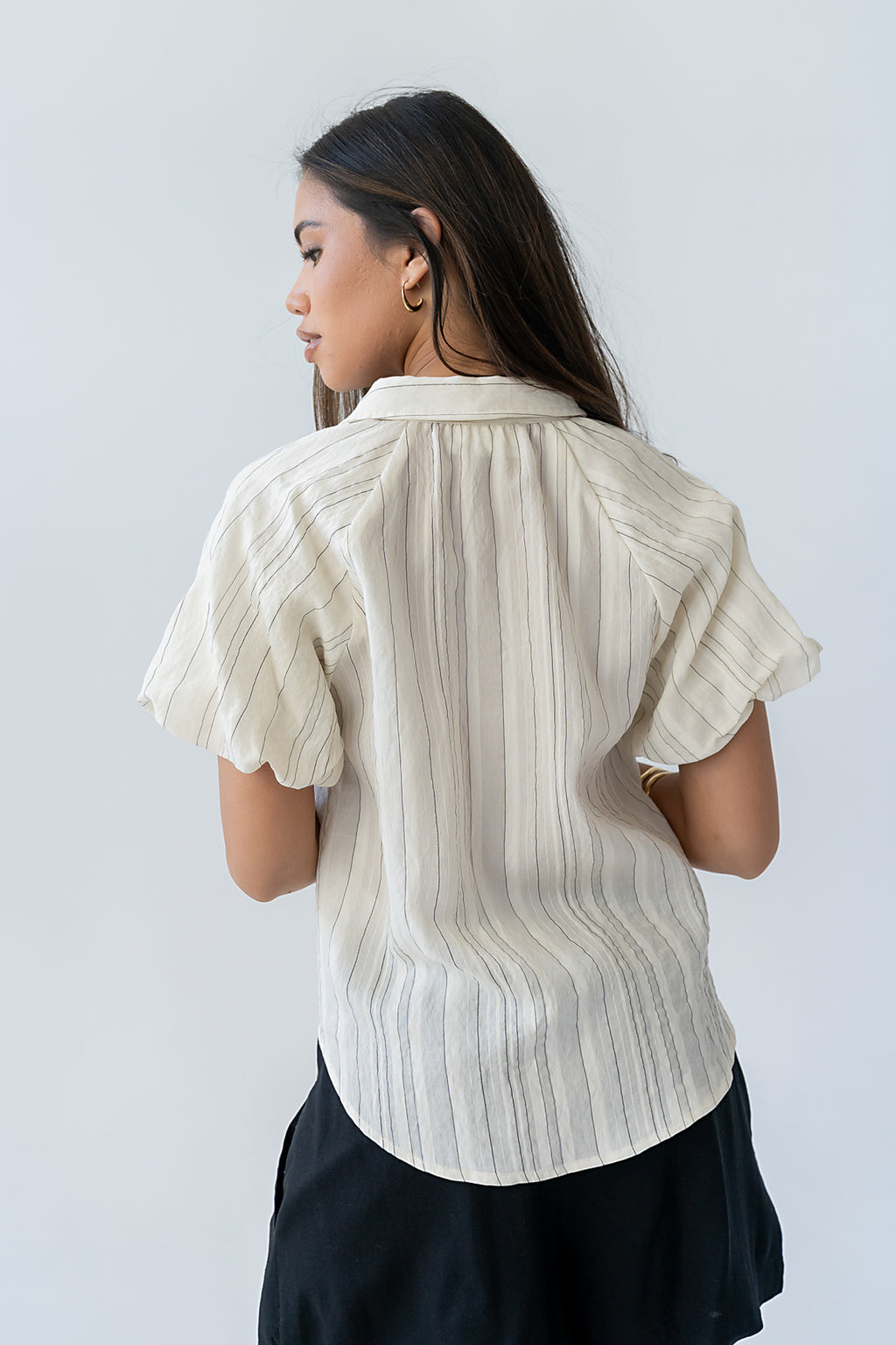 London Striped Button Up in Cream
