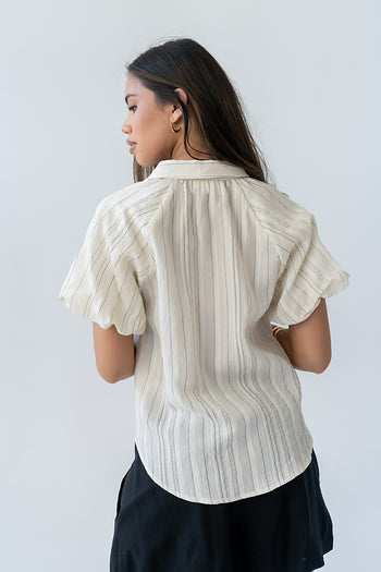 London Striped Button Up in Cream