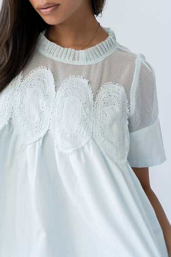 Estelle Mesh Top in Light Blue