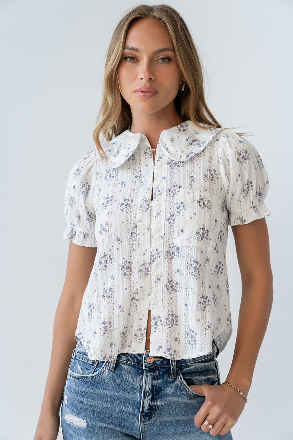 Nelly Floral Blouse in Lavender