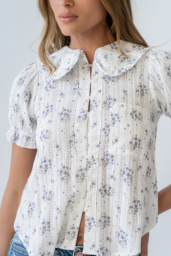 Nelly Floral Blouse in Lavender