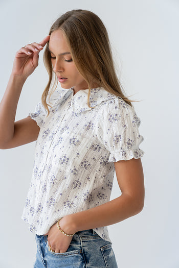 Nelly Floral Blouse in Lavender
