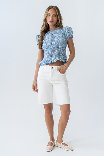 Ruth Smocked Top in Blue