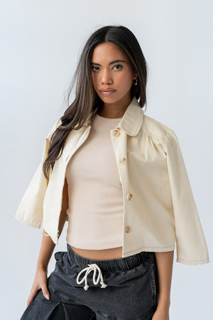 Cece Pleated Denim Jacket